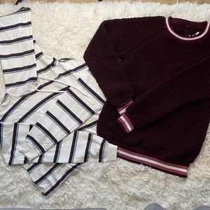 Cropped Hoodie and Fur Faux Sweater Bundle